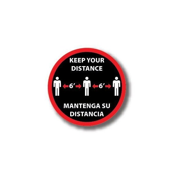 Ergomat 17in CIRCLE SIGNS Keep Your Distance - Bilingual English/Spanish DSV-SIGN 289 #6277 -UEN - main